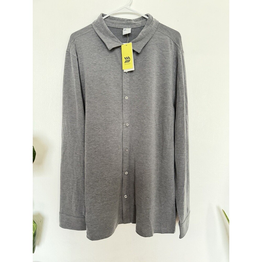 All in Motion Men's XL Gray Commuter Button-Up Shirt Moisture Wicking Quick Dry